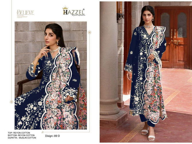 Hazzel 089 A To D Rayon With Cotton Pakistani Suits Wholesale Market In Surat